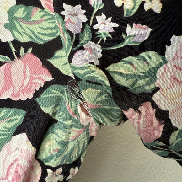 Vintage 90s Black and Pink Floral Midi Girly Church Dress | M-XL - Picture 14 of 16